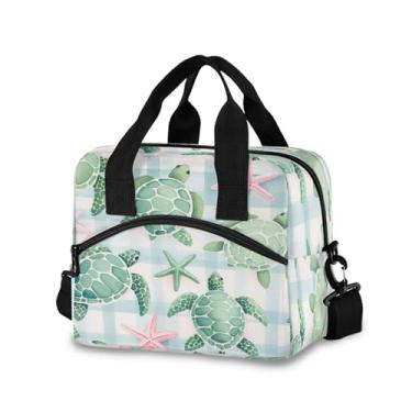 Imagem de Burbuja Lancheira térmica de tartarugas marinhas rosa estrela do mar para mulheres e homens, lancheira portátil com alça de ombro removível, lancheira para viagem, piquenique, escritório, trabalho
