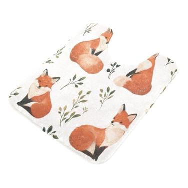 Imagem de Burbuja Tapete de banho Foxs Twigs, tapete de banheiro absorvente extra macio com suporte antiderrapante para banheiro, banheira, chuveiro, 40 x 61 cm