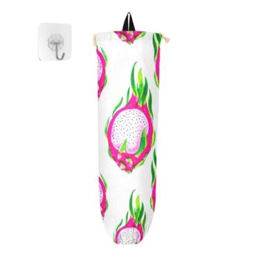 Imagem de xigua Suporte de plástico em aquarela de fruta do dragão para parede com cordão, pacote com 2, organizador de sacolas de compras reutilizáveis, decoração para bolsas, meias, roupas íntimas e gravatas