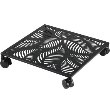 Imagem de lucpur Pacote com 3 suportes quadrados de metal para plantas de 34,3 cm com rodas, samambaia tropical