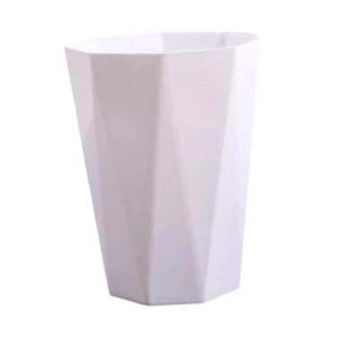 Imagem de Ｂｅｓｇａ Lixeira pequena sem tampa, recipiente de lixo simples, cesto de lixo para sala de estar, lavanderia, dormitório ou casa, Branco