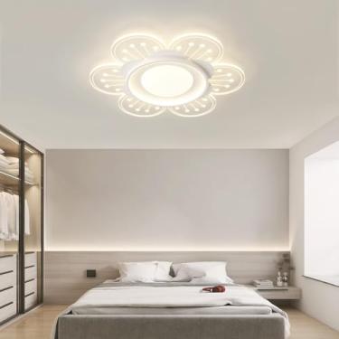 Imagem de Luminária de teto LED em acrílico em formato de flor, estilo moderno e clássico, com intensidade regulável, ideal para decoração de quartos, salas de jantar, salas de estar e banheiros. Poss