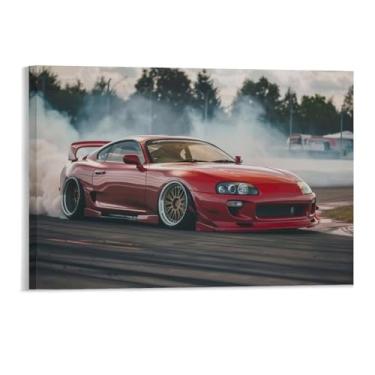 Imagem de HouLaiZhe Track Drift Car Red Sup Jdm Cartazes de Carro Tela Estética Decoração de Quarto Pintura de Parede Impressões Sala de Galeria Decoração de Parede para Quarto Sala de Estar Escritório 11 x 17