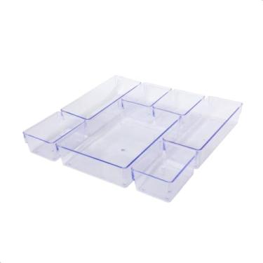 Imagem de Kit Organizador Modular Acrilico com 7 potes transparentes para gavetas, bancadas e armários. Prático, resistente e ideal para otimizar espaços e manter tudo organizado com facilidade, Linha Premium.