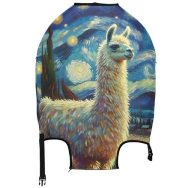 Imagem de Joisal Capa protetora de mala de viagem com pintura fofa elástica linda lhama noite estrelada alpaca voo viagem mala manga, Linda alpaca noite estrelada com lhama, S 18-20 in, Capa de mala
