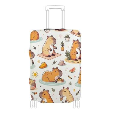 Imagem de Joisal Capa de mala fofa protetora de bagagem personalizada estética acessórios de viagem manga capivaras engraçadas, P, serve para capa de 45 a 50 cm, capivaras engraçadas, L 26-28 in, Capa de mala