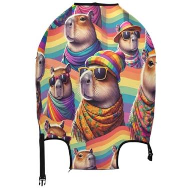 Imagem de Joisal Capa protetora de bagagem, capa de viagem Lgbt Pride Mês Capivara, flores laváveis, acessórios de viagem, manga de mala, Capivara do mês do orgulho LGBT, XL, Fits 29-32 Inch Case, Capa de mala