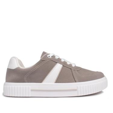Imagem de Tênis Feminino Vizzano de Camurça com Recortes Cinza/Branco - 36