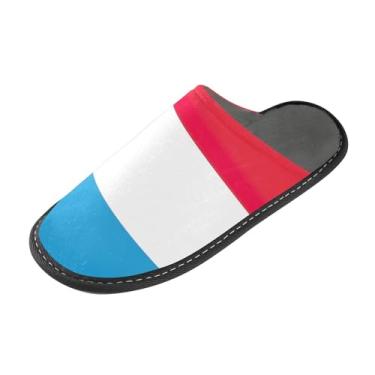 Imagem de Pantufas femininas felpudas, aconchegantes e fofas, sapatos masculinos com bandeira do Luxemburgo, espuma viscoelástica antiderrapante, tamanho 4-5, Bandeira do Luxemburgo, 9-10 Wide