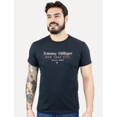 Imagem de Camiseta Tommy Hilfiger Masculina Center Stack Azul Marinho-Masculino