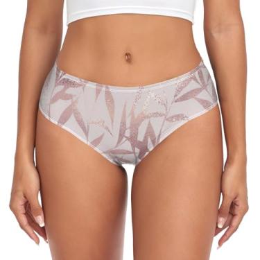 Imagem de Joitme Roupa íntima feminina, roupa íntima engraçada, calcinha sexy feminina de cintura baixa, Textura elegante em ouro rosa, P