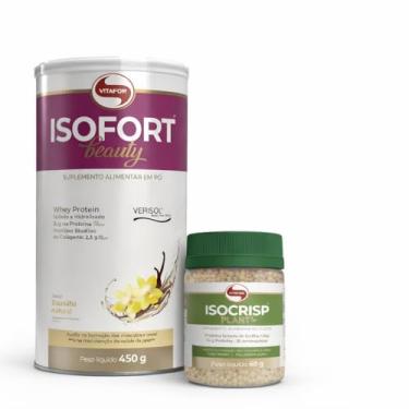 Imagem de Kit Isofort Beauty 450g + Isocrisp Plant 60g Vitafor Proteína com Colágeno Verisol® + Proteína Vegetal Crocante (450, Baunilha)