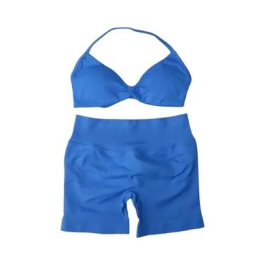 Imagem de Conjunto De Top E Shorts Sem Costura De Cintura Alta Para Academia 2 P