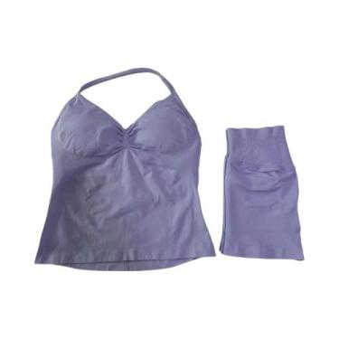 Imagem de Conjunto De Top E Shorts Sem Costura De Cintura Alta Para Academia 2 P