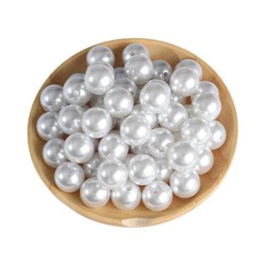 Imagem de Pulseira De Pérola Imitada ABS Branca Bege 3-20mm 10-1000pcs Com Furo 