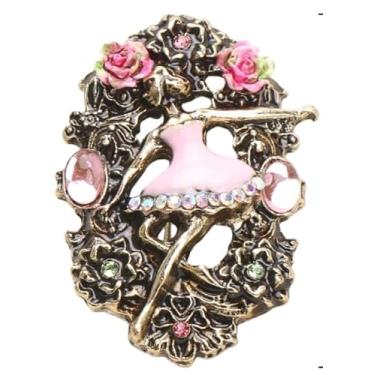 Imagem de Broche vintage de strass bailarina rosa grinalda broche de lapela para mulheres elegante rosa esmalte broohes broche para terno vestidos chapéu bolsas acessórios roupas festa jóias moda para Natal Bff