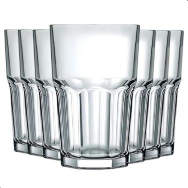 Imagem de Jogo De Copos Em Vidro Kit 6 Peças Cozinha Água Suco Drink Refrigerante 350ml Mesa Posta Casa Nova