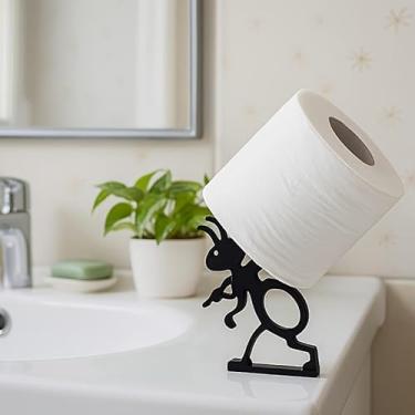 Imagem de 1 suporte de papel higiênico moderno em forma de formiga - decoração fofa de banheiro com base estável, dispensador de papel higiênico de plástico durável (preto 1)