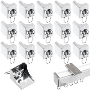 Imagem de Clapery Conjunto de trilhos de cortina de 15 peças, tampas de extremidade para trilho de cortina com ganchos quadrados e acessórios, alternativa de varão de cortina fácil de instalar para janelas