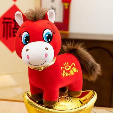 Imagem de 2026 Ano Novo Chinês Decoração de Pelúcia Ano do Cavalo Ornamentos Pendurados Mascote Pelúcia para Festival da Primavera Ano Novo Lunar Zodíaco Lembrança Festa Presente Casa Escritório Decoração