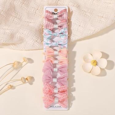 Imagem de 10 peças de laços de cabelo com laços, pequenos elásticos de 4 cm, suportes de rabo de cavalo, tecido macio, laço de flor, faixas de cabelo de borracha para mulheres jovens (10 peças)