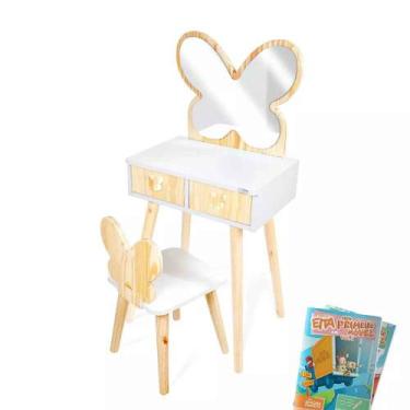 Imagem de Penteadeira Infantil com Cadeirinha e Espelho Borboleta Tamanho G - Ei