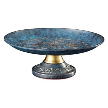 Imagem de fruteira cesta Cesta de frutas e vegetais bancada cesta de frutas retro alívio padrão de lótus bandeja de frutas doméstico cobre bancada