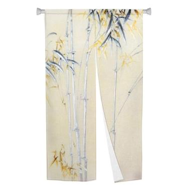 Imagem de XMJJKUF Cortina Noren estilo japonês porta janela longa tratamento bambu floresta impressão tapeçaria painel Feng Shui divisória de quarto cortinas de porta de cozinha decoração de casa, 85 cm x 180