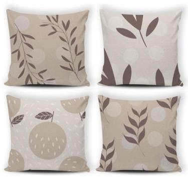 Imagem de Kit 4 Almofadas Digitais Cheias 42x42cm – Capas Sublimação Oxford Personalizadas, Zíper Invisível, Sofá e Cama(FOLHAS SERENE)