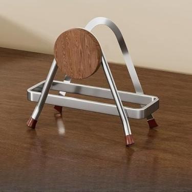 Imagem de Rack de tábua de corte de aço inoxidável, rack de armazenamento de cozinha para bancada, 16 x 15 x 8 cm (prateado)