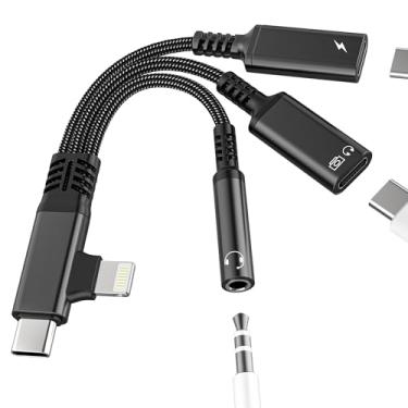 Imagem de Adaptador de fone de ouvido USB C Lightning para tipo C OTG (3 em 2) para iPhone 17, 16, 15, 14, conector de áudio, divisor de 3,5 mm para Apple Dongle Charger para iPad, carregamento duplo, auxiliar