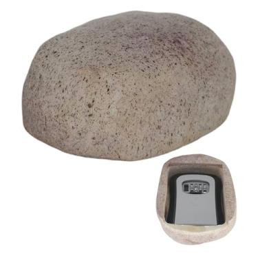 Imagem de SAFEHide A Key Outside Key Lock Box com Código Exterior Tamanho Grande Falsa Rock Key Hiders Titular Recipientes de Compartimento Secreto Armazenamento Seguro Interior Quintal Jardim Geocaching