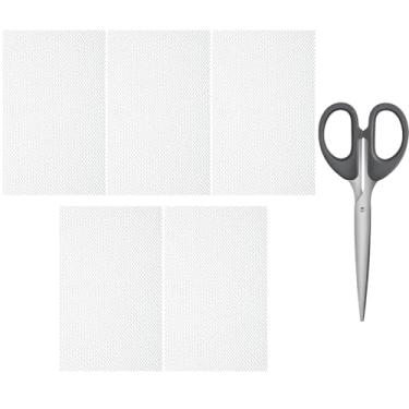 Imagem de Conjunto de 6 peças de malha de olhos de fursuit branco, 5 folhas de malha para olhos de 29 x 19 cm com tesoura, redes para olhos imprimíveis à prova d'água para fantasia peluda, adereços de encenação