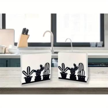 Imagem de Suporte de guardanapo moderno para mesa, dispensador de guardanapo de metal preto, garfo, suporte de guardanapo estilo colher com tema de colher, adequado para cozinha, cafeteria, sala de jantar