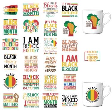 Imagem de Obookey 25 peças de decorações do mês da história negra, envoltórios de copo DTF UV da história negra para copos de vidro de 473 ml, adesivo de transferência a frio orgulhoso afro-americano, presentes