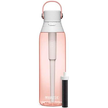 Imagem de Brita Garrafa de água filtrada isolada com canudo, reutilizável, e enchimento de meia para homens e mulheres, plástico livre de BPA, blush, 740 ml