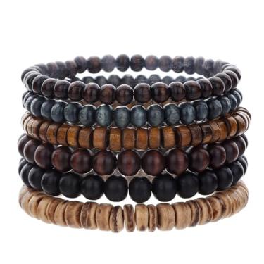 Imagem de Xydedoing Pulseira masculina preta com contas, contas de pedra malaquita de ônix natural de 8 mm, pulseiras religiosas com contas de 3 camadas, pulseira ajustável para uso diário e ocasiões casuais