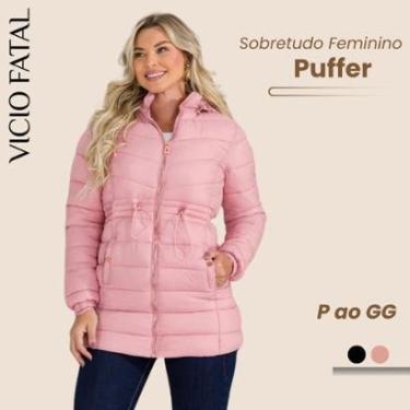 Imagem de Sobretudo Casaco Puffer Nylon Bobojaco Feminino Plus Com Capuz-Feminino