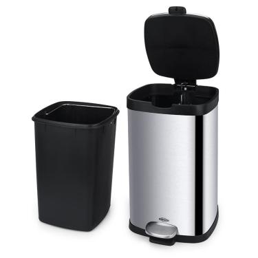 Imagem de Lixeira Com Pedal E Balde Frame Inox 12l Brinox Inox