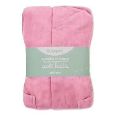 Imagem de Roupão Infantil Kids Felpudo Com Capuz Soft Macio Luxo Appel, Rosa, P