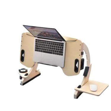 Imagem de Mesa de computador, mesa de laptop com ajuste de vários ângulos para copos/slot para cartão 58 x 31 x 26 cm placa de borda arredondada mesa de estudo mesa dobrável mesa para laptop montagem simples C