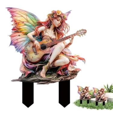 Imagem de Estatuetas de fadas, fadas de jardim - Fadas fofas de vasos de acrílico para plantas,Ornamento de cerca, decorações de vaso de flores, acessórios de jardim de fadas para vaso de flores de gramado de q