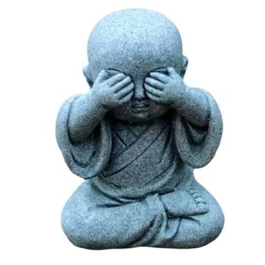 Imagem de FENNYYAR Mini estátua de Buda pequeno monge micro paisagem, 5,4 cm 5,6 cm, escultura para decoração de escritório de carro de mesa