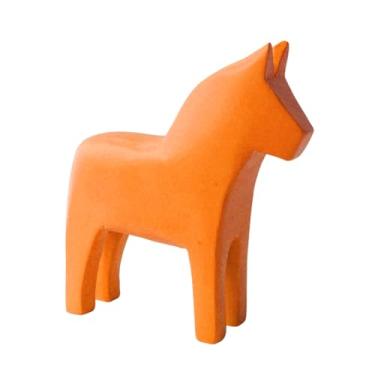 Imagem de Generic Estatueta de cavalo Dala sueco para decoração do Ano Chinês de 2026, peça decorativa de mesa em madeira esculpida à mão para centro de mesa ou, Laranja