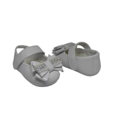Imagem de Sapatinho de Bebe Sapatilha Luxo Laço Batizado Feminino Infantil Menin