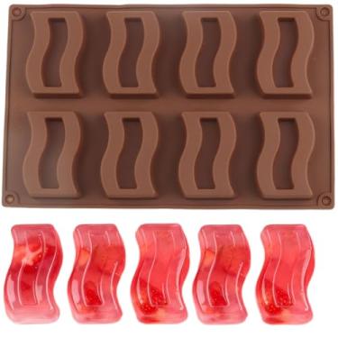 Imagem de EPYHREHM 8 moldes de silicone para chocolate com barra ondulada para doces de chocolate para geleia de chocolate