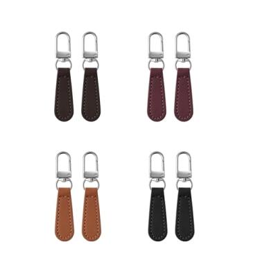 Imagem de 8 peças de zíper decorativo puxador de couro alça de couro berloque zíperes removíveis substituição de couro, kit de reparo de zíper para bagagem, mochilas, malas, jaquetas, bolsas