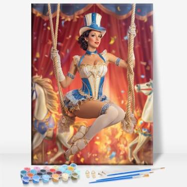 Imagem de ACROBAT OCUPAÇÃO ESPECIAL Telas emolduradas DIY Kit de pintura por números bar café caverna sala de casa parede banheiro varanda pátio decoração presente, 40,6 x 30,5 cm