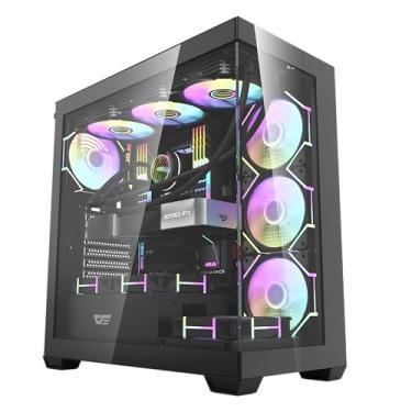 Imagem de darkFlash DS900 ATX Capa para PC torre média, vidro temperado duplo panorâmico de 270°, 4 ventoinhas PWM ARGB incluídas, E/S frontal tipo C, suporta radiador de 360 mm, preto