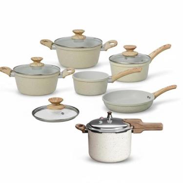 Imagem de Jogo De Panelas E Panela De Pressão Orgânica Bege - Casambiente